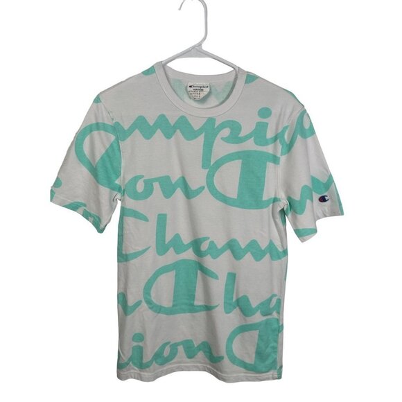Champion white and mint print T-shirt, size small - Picture 1 of 5